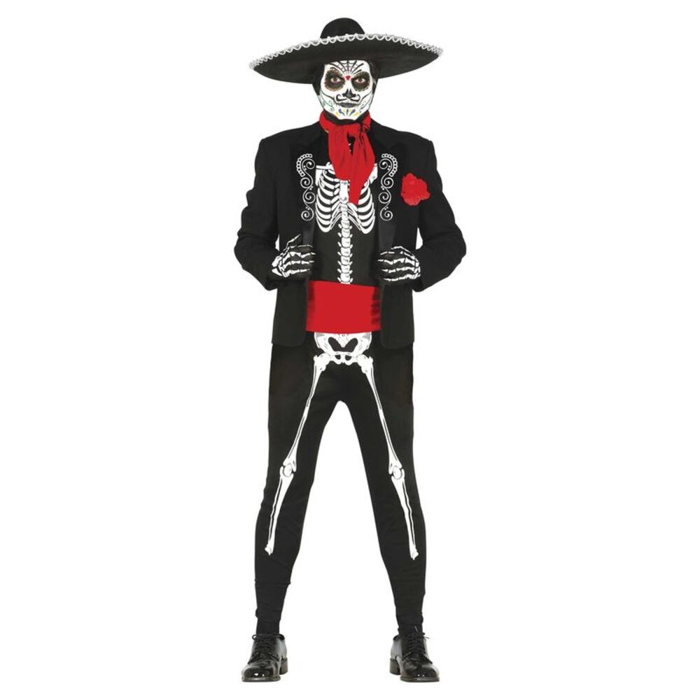 Fiestas Guirca Mexican Skeleton Costume Set / Black/Red